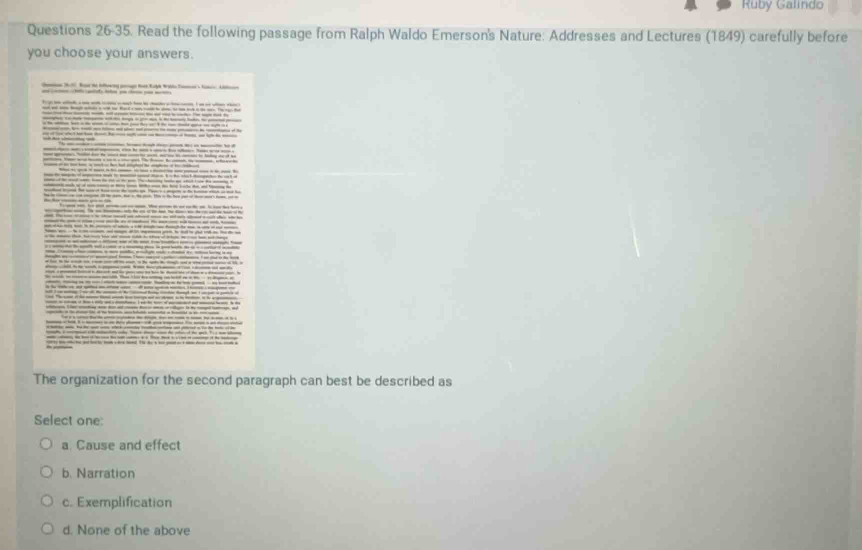 questions 26-35. read the following passage from ralph waldo emersons n…