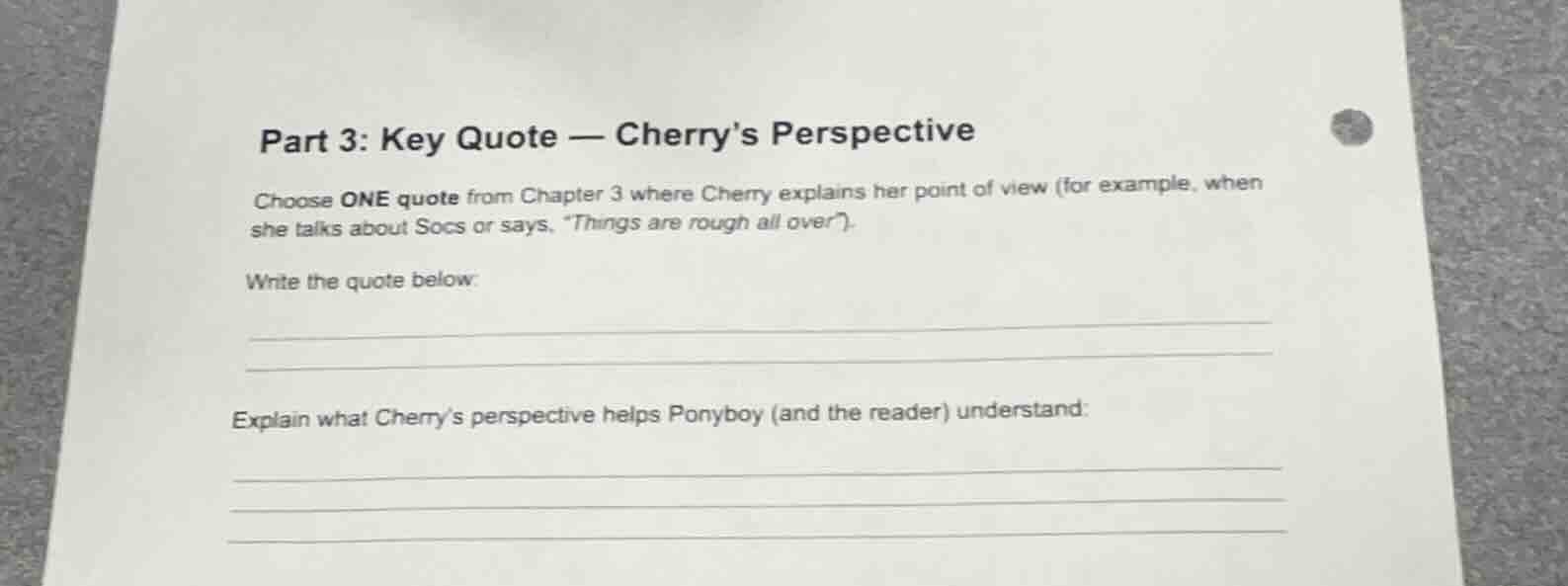 part 3: key quote — cherrys perspective choose one quote from chapter 3…