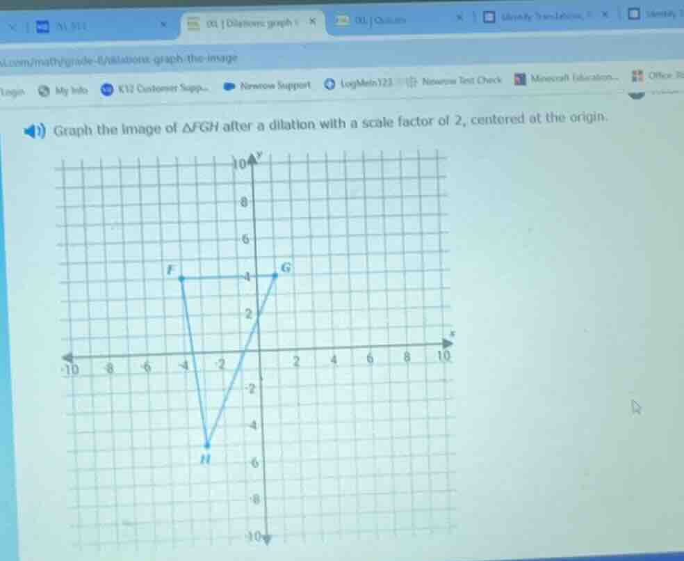 1) graph the image of $\triangle fgh$ after a dilation with a scale fac…