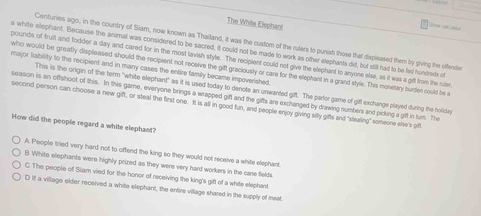 the white elephant centuries ago, in the country of siam, now known as …