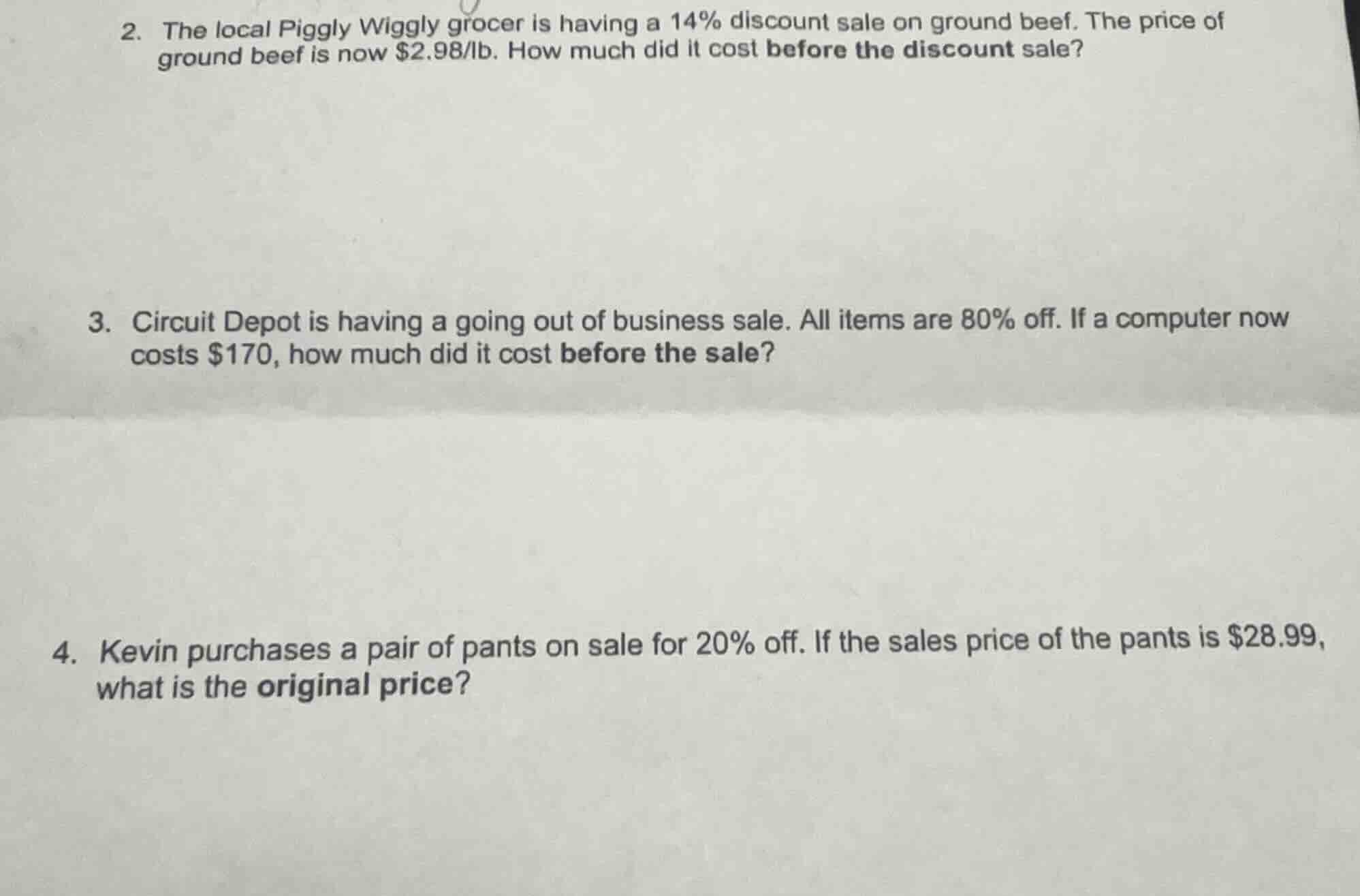 2. the local piggly wiggly grocer is having a 14% discount sale on grou…