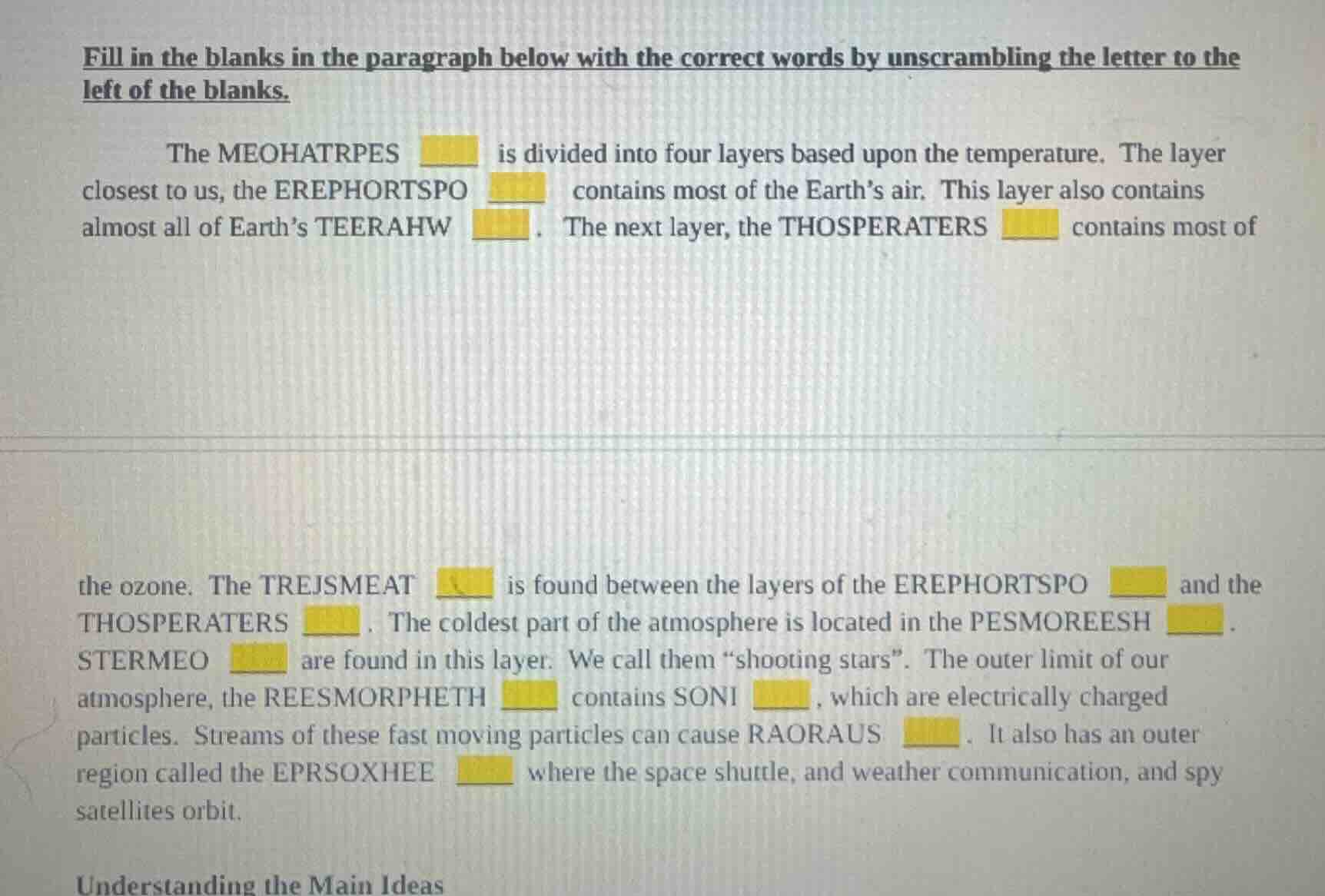 fill in the blanks in the paragraph below with the correct words by uns…