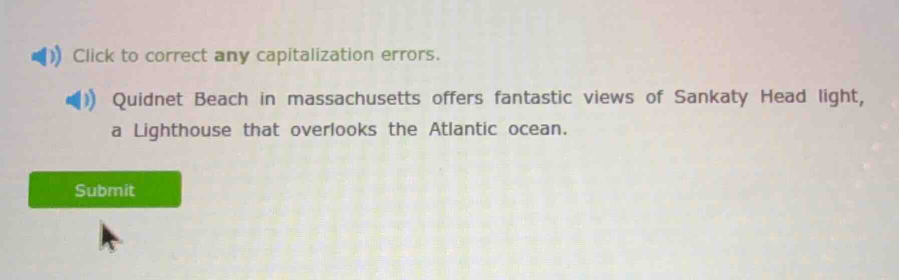 click to correct any capitalization errors. quidnet beach in massachuse…