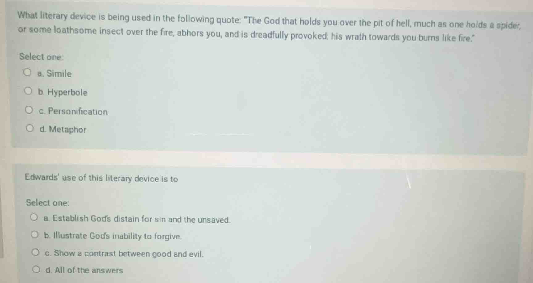 what literary device is being used in the following quote: \the god tha…