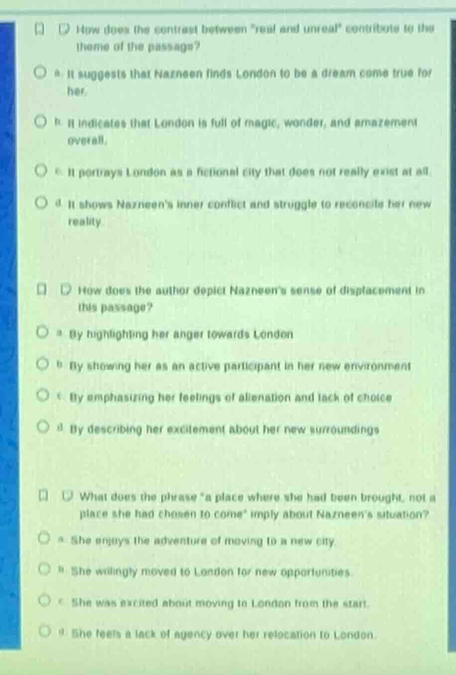 1. how does the contrast between eal and unreal\ contribute to the them…