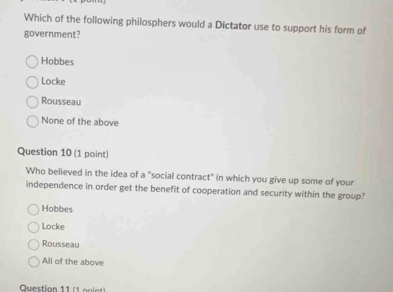 which of the following philosphers would a dictator use to support his …