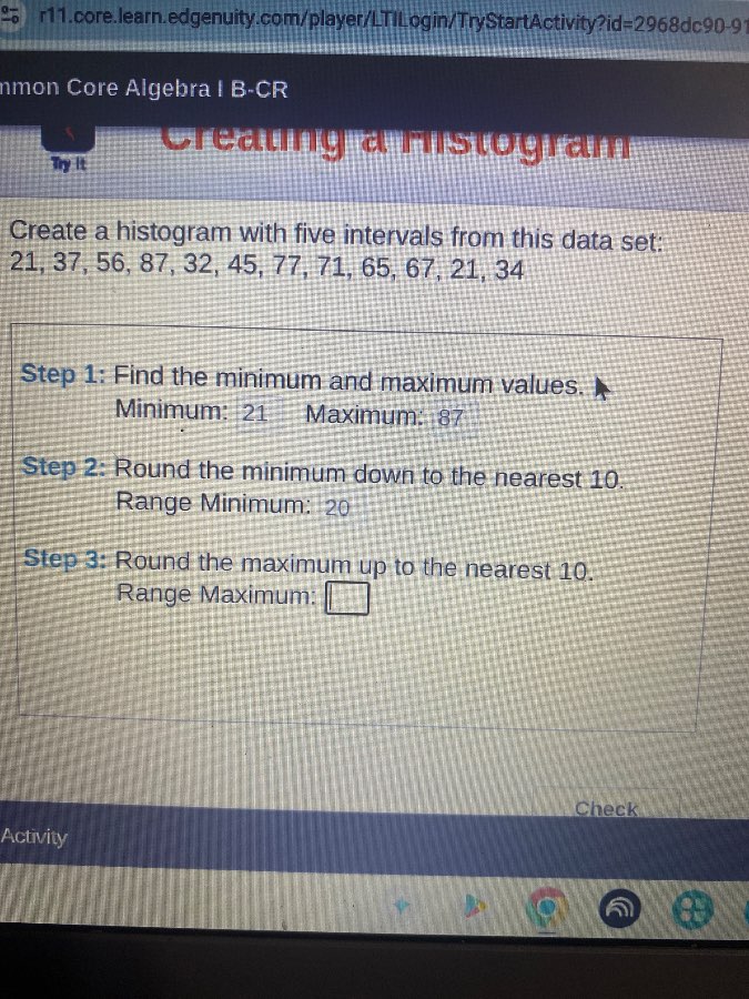 common core algebra i b-cr creating a histogram create a histogram with…