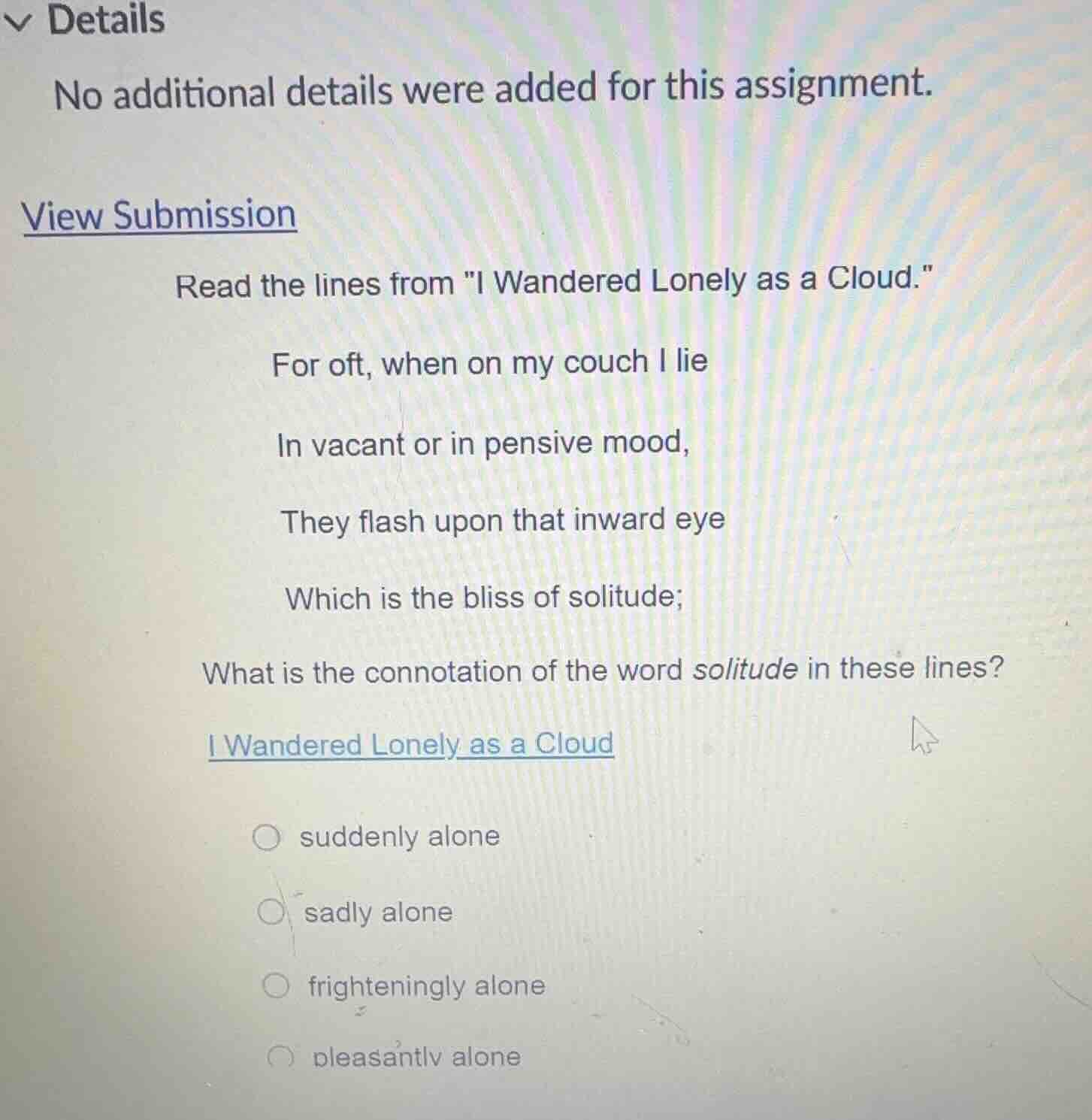 details no additional details were added for this assignment. view subm…