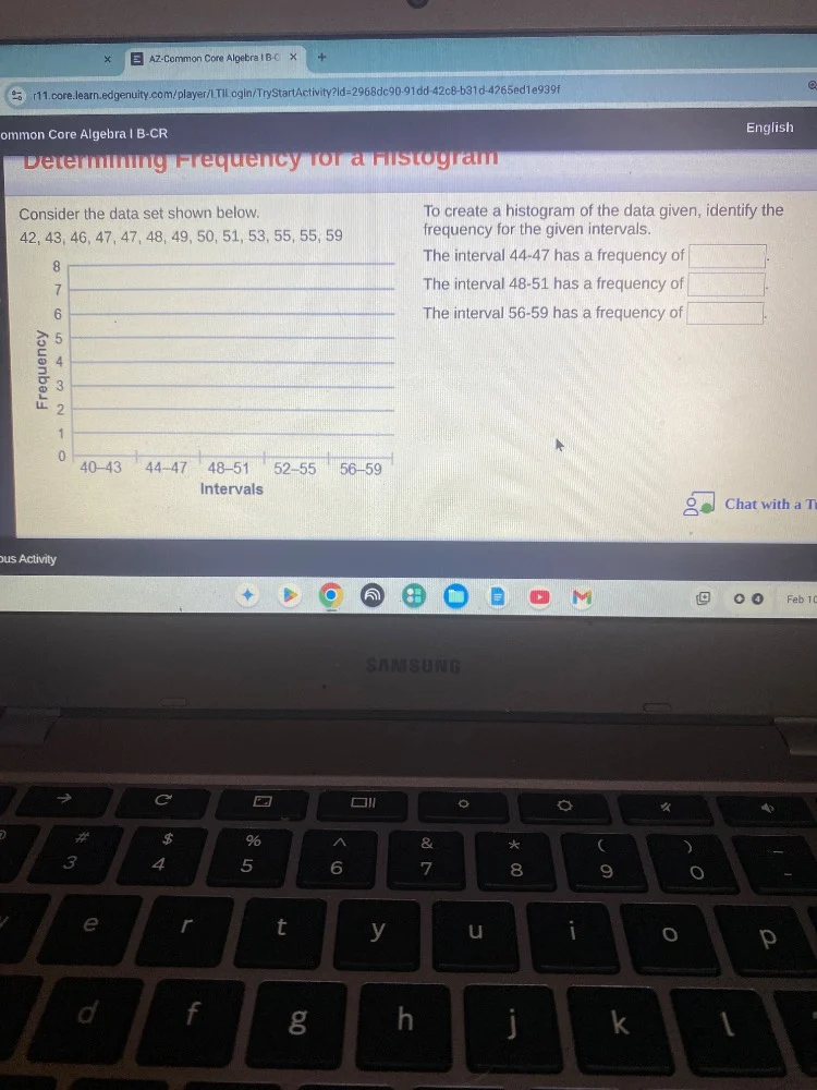 etermining frequency for a histogram consider the data set shown below.…