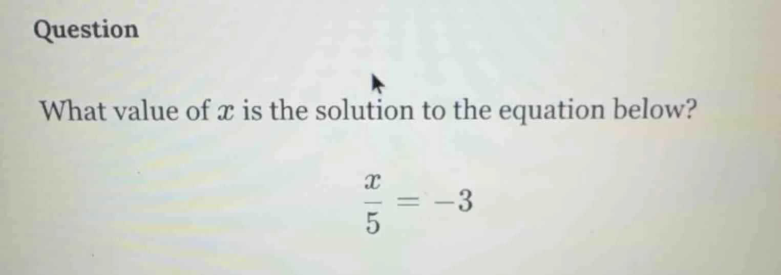 question what value of $x$ is the solution to the equation below? $\fra…