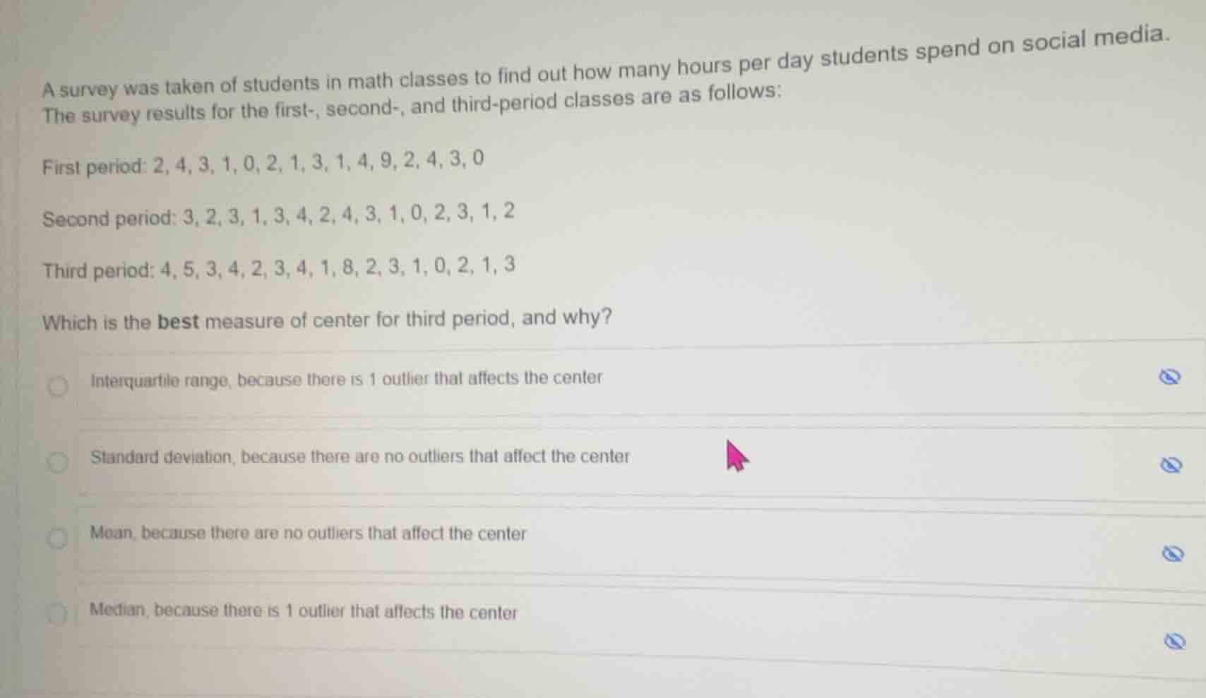 a survey was taken of students in math classes to find out how many hou…