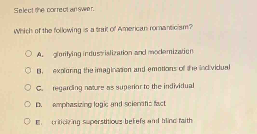 select the correct answer. which of the following is a trait of america…