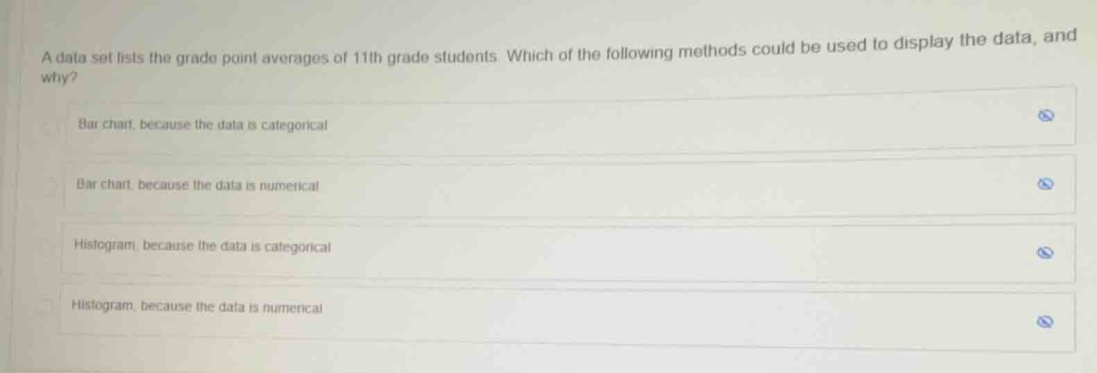 a data set lists the grade point averages of 11th grade students. which…