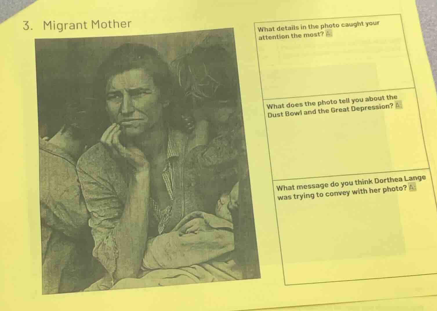 3. migrant mother what details in the photo caught your attention the m…