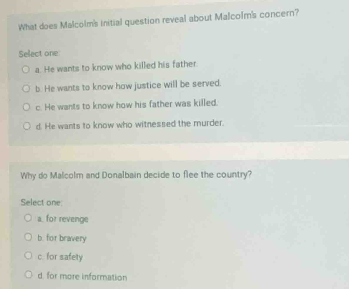 what does malcolms initial question reveal about malcolms concern? sele…