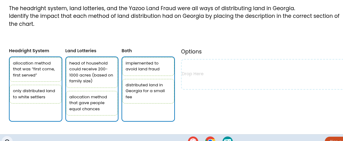 the headright system, land lotteries, and the yazoo land fraud were all…