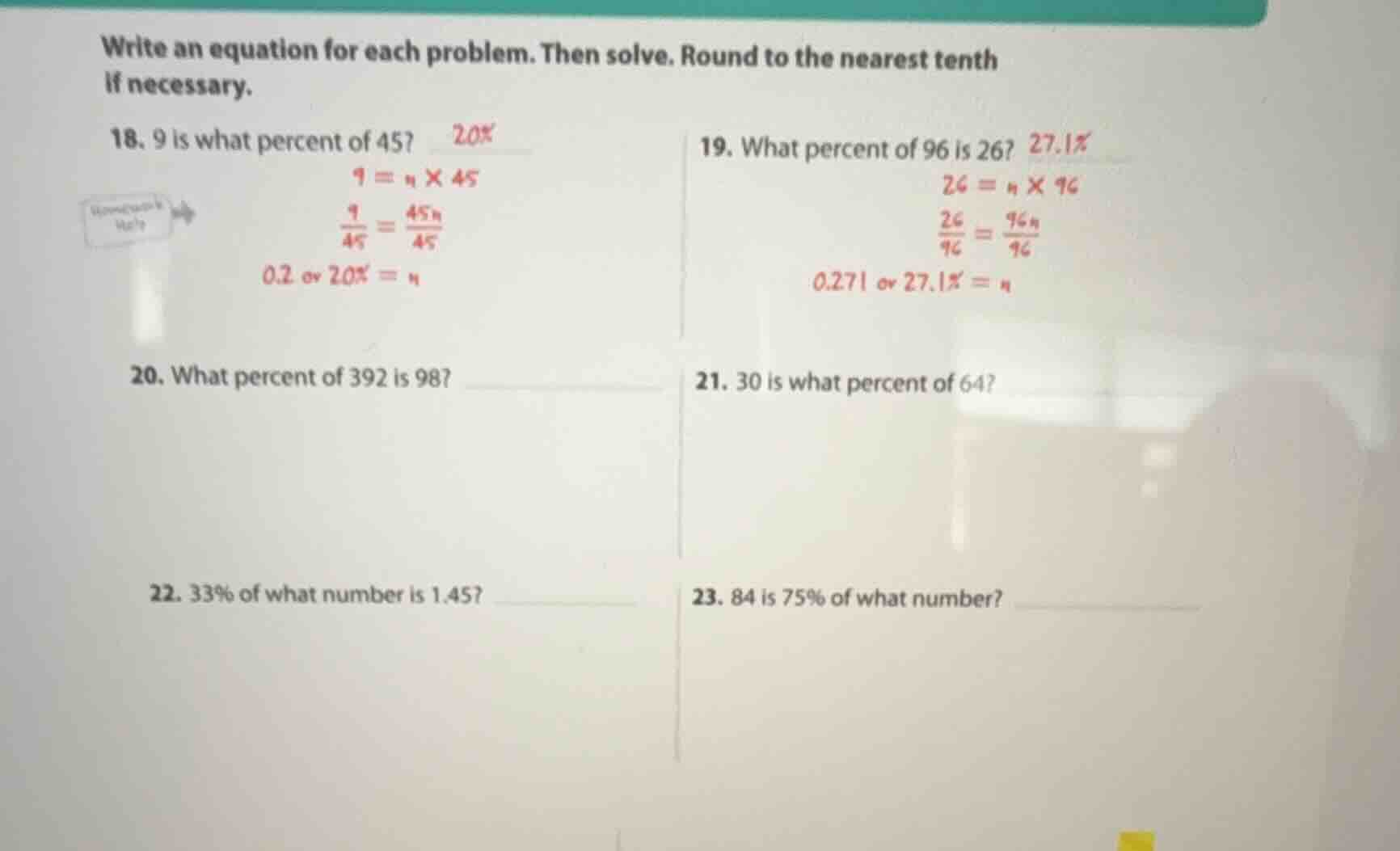 write an equation for each problem. then solve. round to the nearest te…