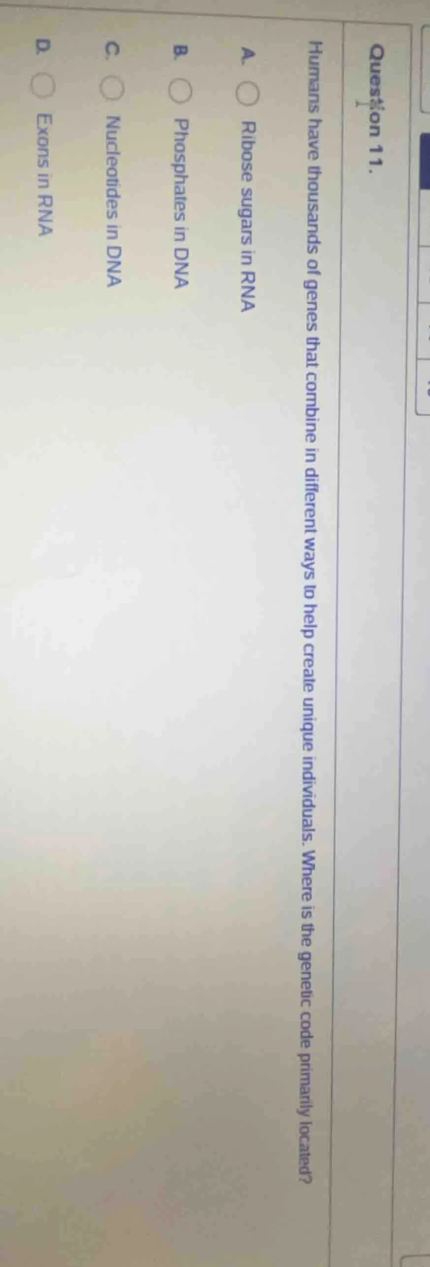 question 11.humans have thousands of genes that combine in different wa…