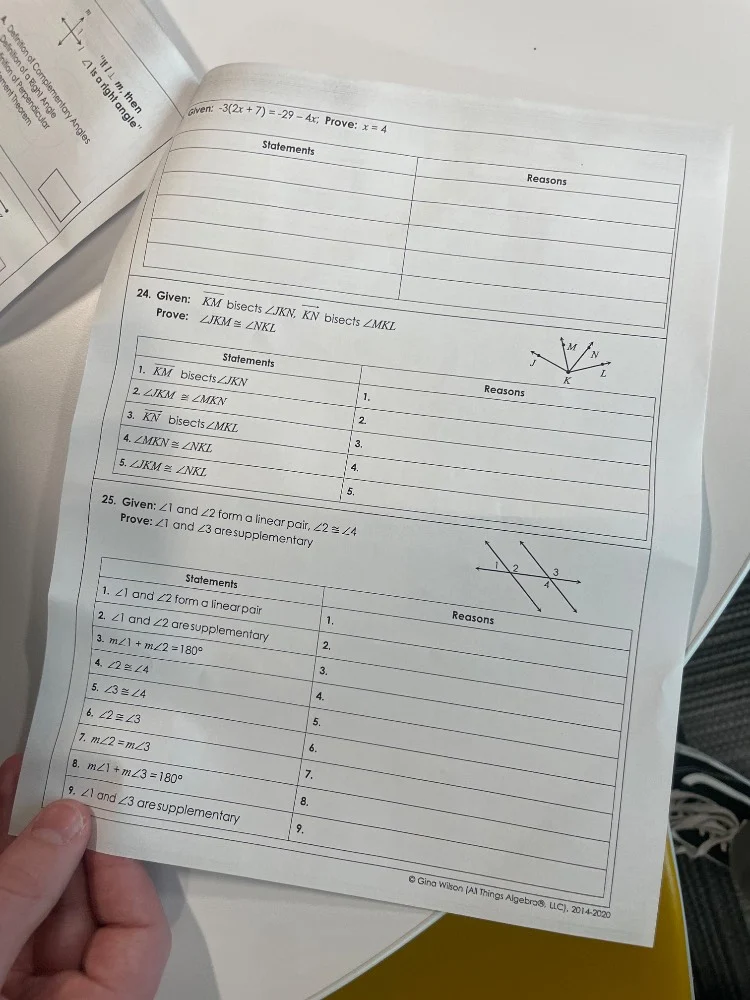 given: $-3(2x + 7) = -29 - 4x$; prove: $x = 4$ statements reasons 24. g…