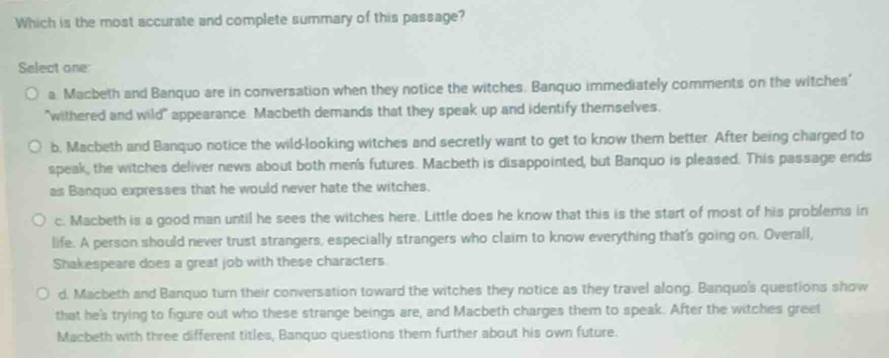 which is the most accurate and complete summary of this passage? select…