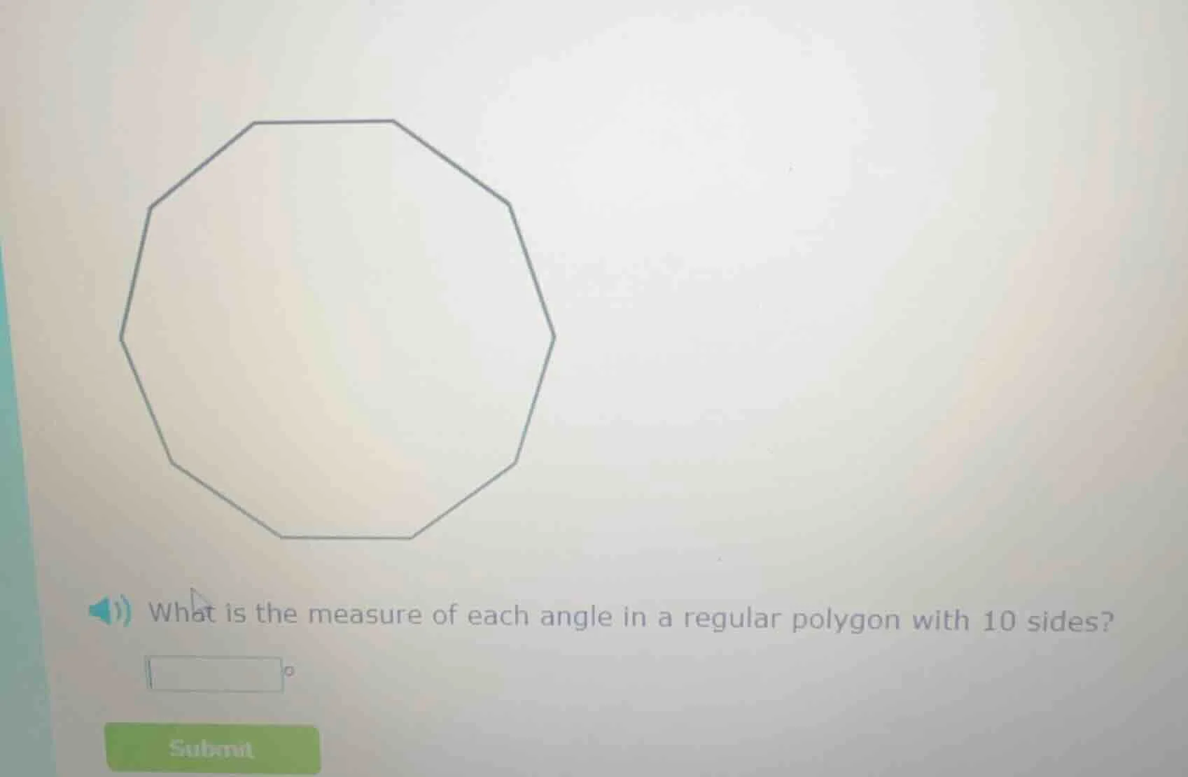 what is the measure of each angle in a regular polygon with 10 sides?
