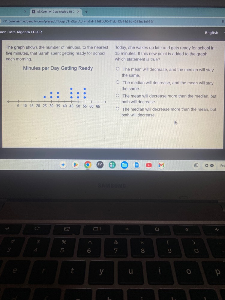 the graph shows the number of minutes, to the nearest five minutes, tha…