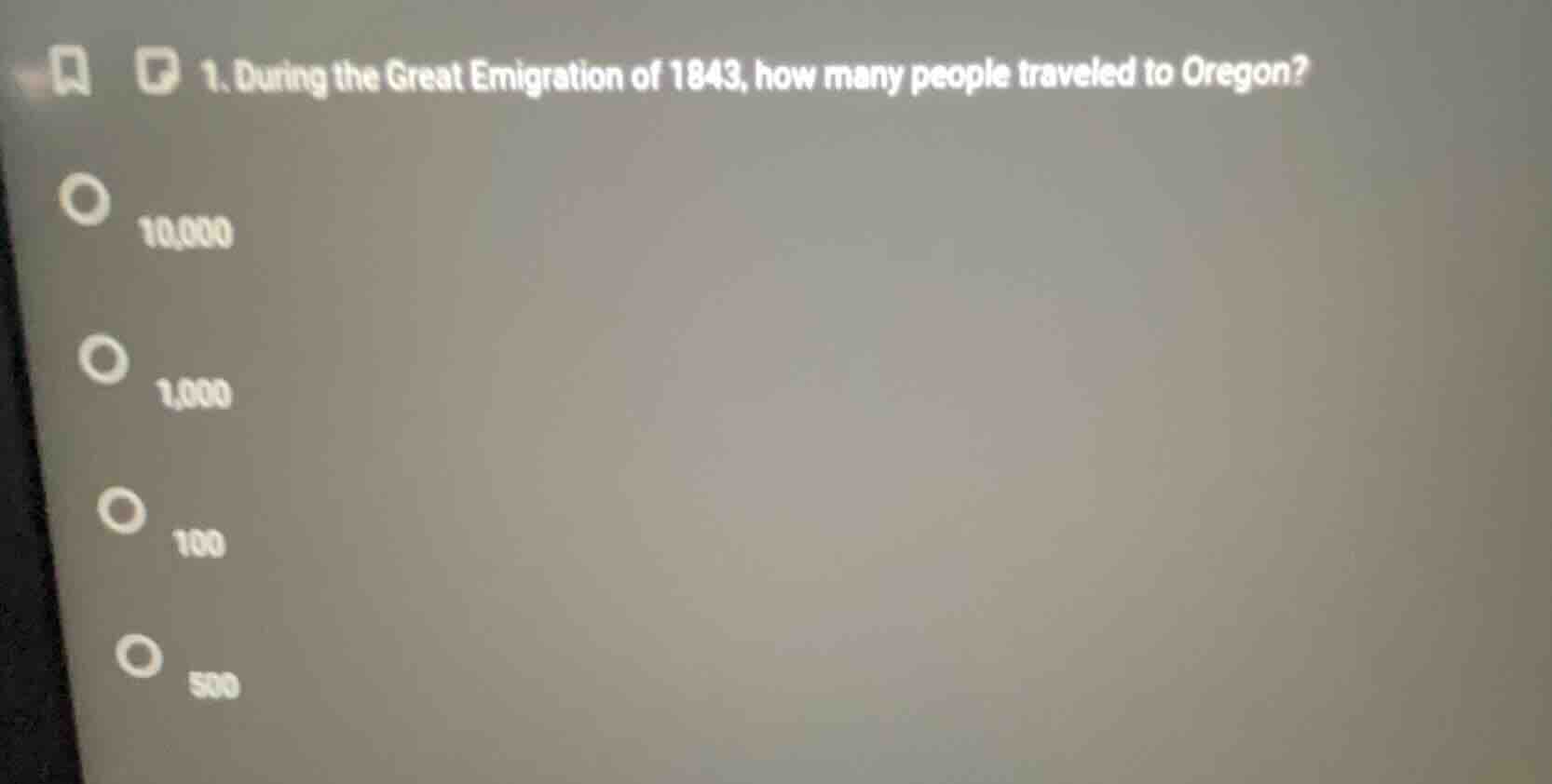 1. during the great emigration of 1843, how many people traveled to ore…