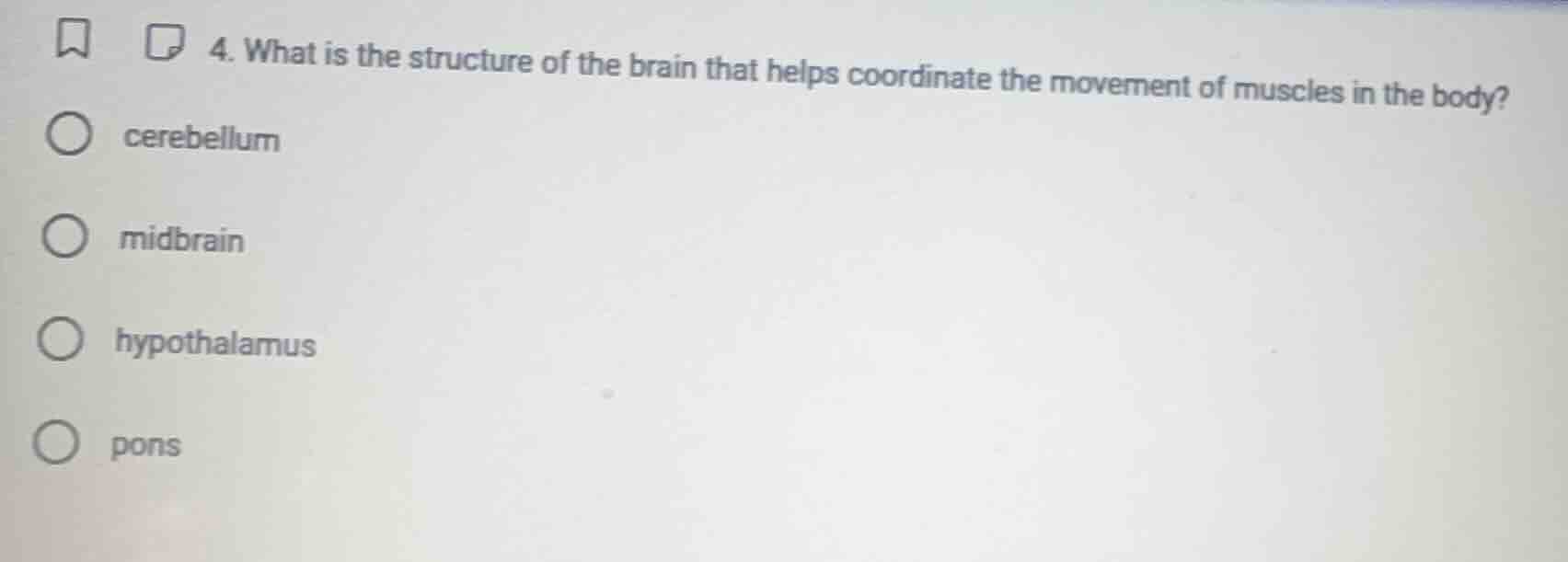 4. what is the structure of the brain that helps coordinate the movemen…