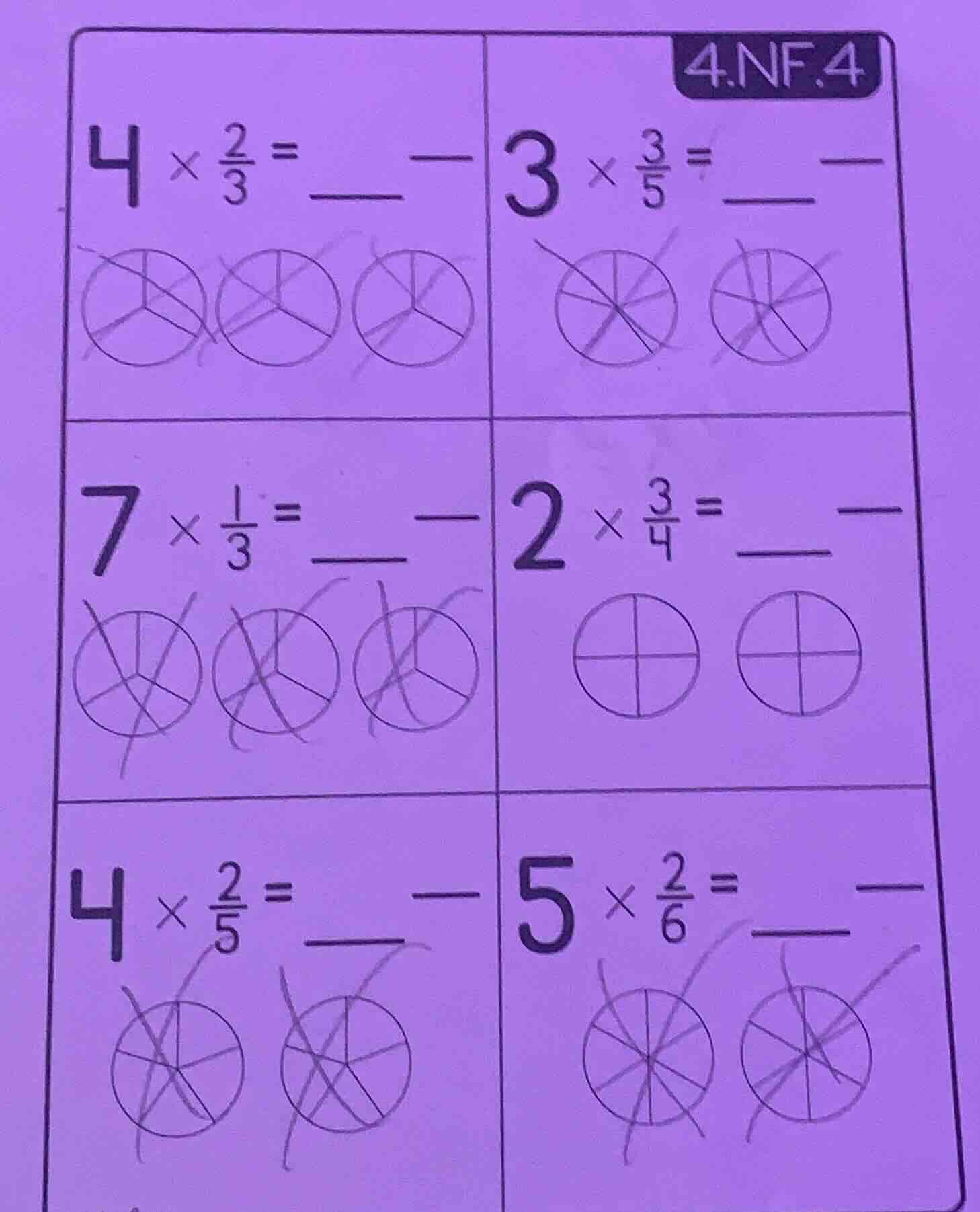 4.nf.4 $4 \\times \\frac{2}{3} = \\underline{\\quad\\quad}$ $3 \\times …