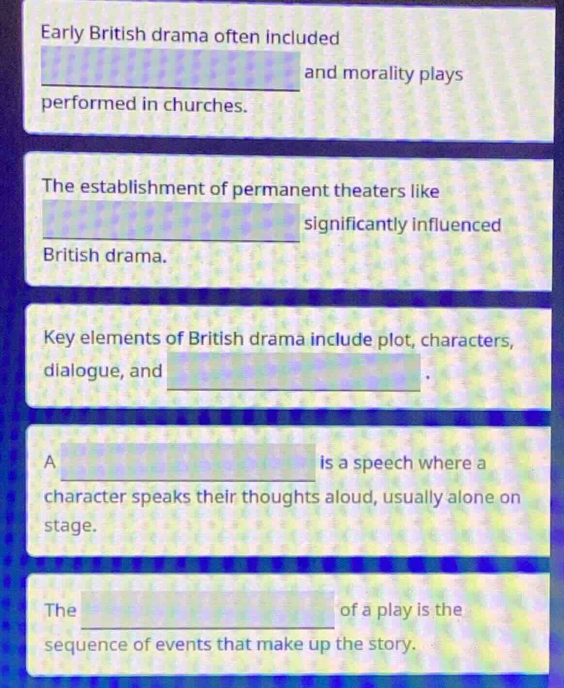 early british drama often included ______ and morality plays performed …