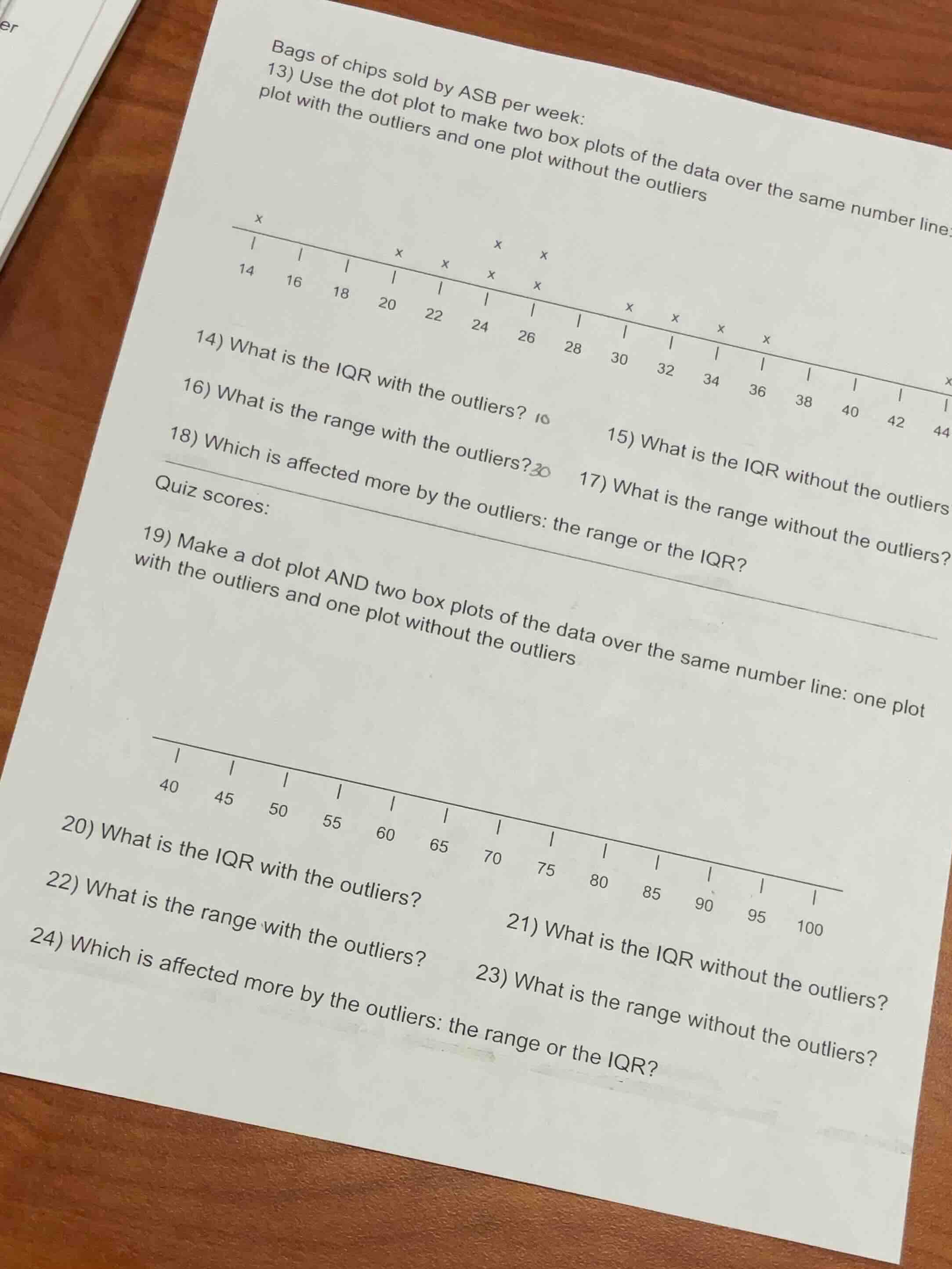 bags of chips sold by asb per week:13) use the dot plot to make two box…
