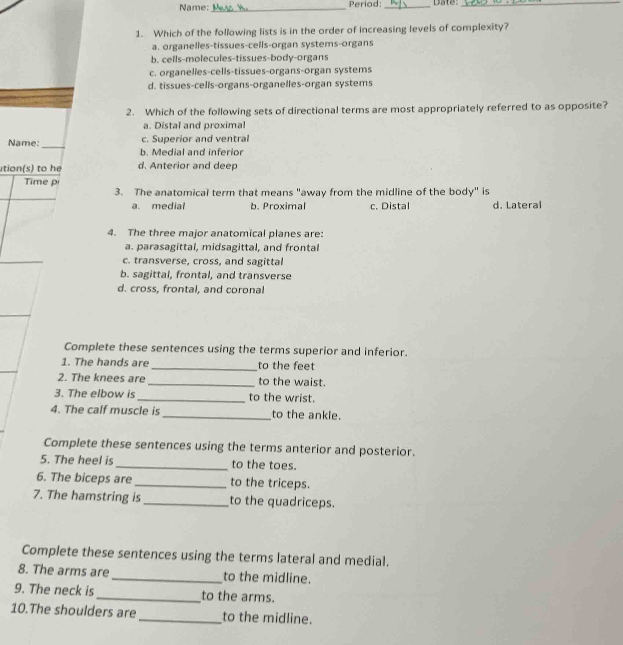 name: period: date:1. which of the following lists is in the order of i…