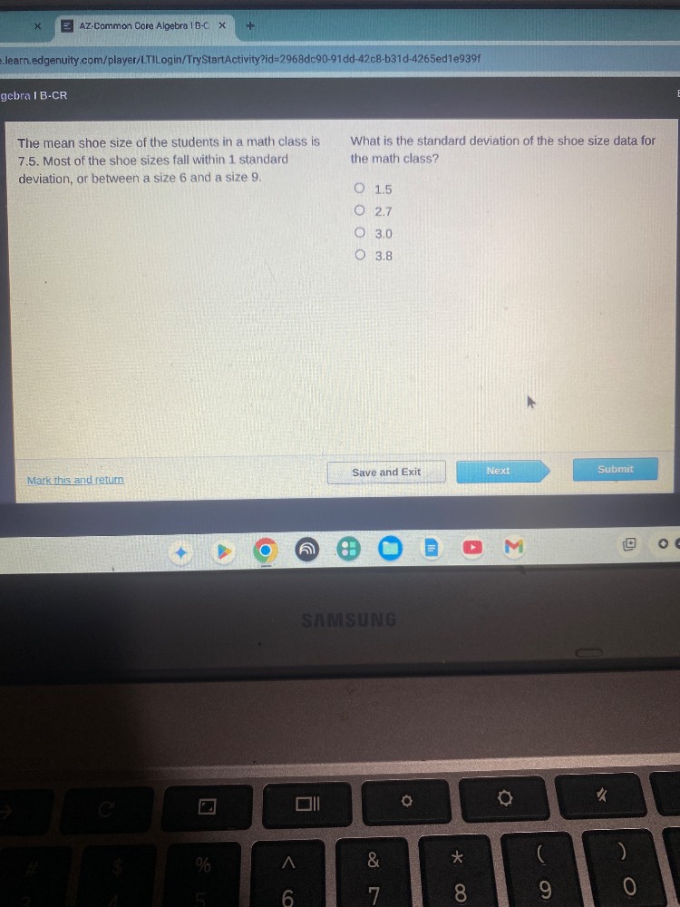 the mean shoe size of the students in a math class is 7.5. most of the …
