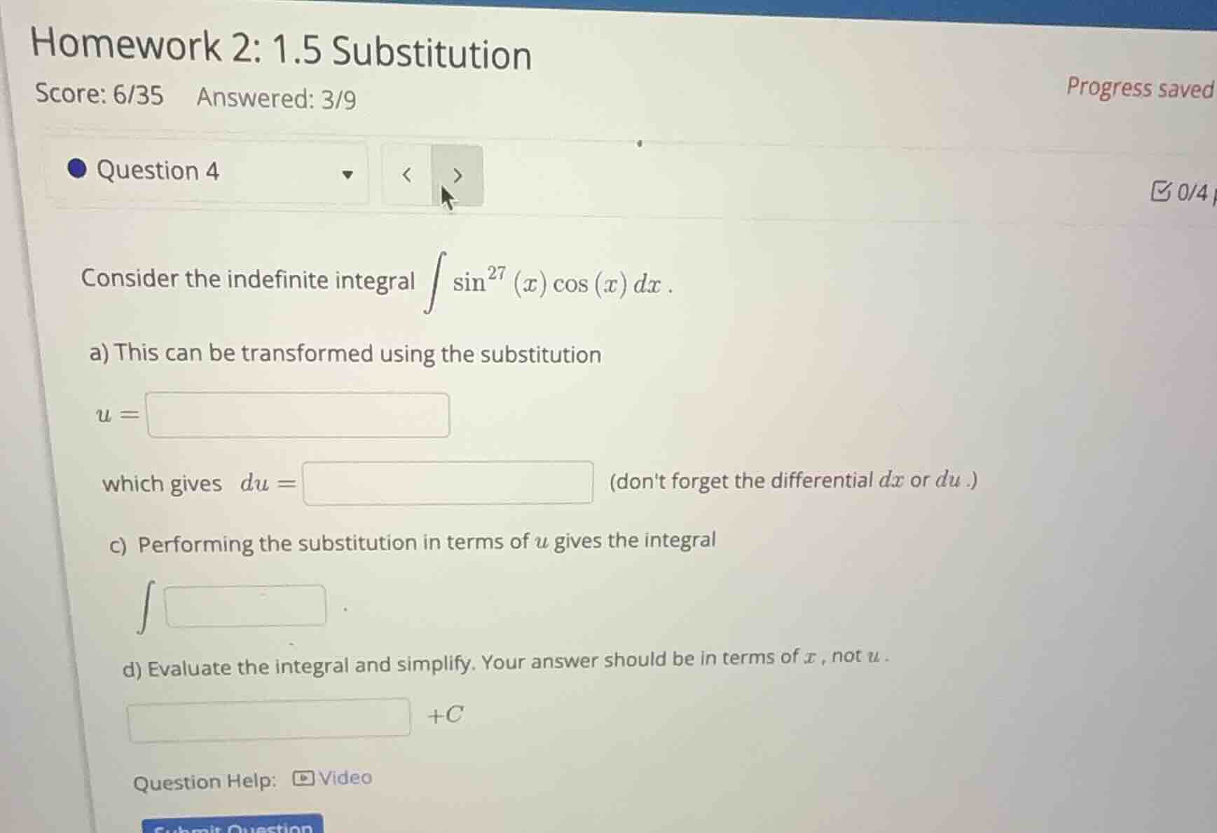 homework 2: 1.5 substitution score: 6/35 answered: 3/9 progress saved q…