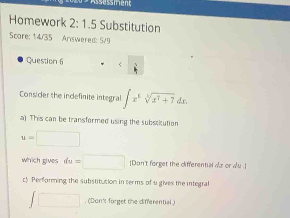 homework 2: 1.5 substitution score: 14/35 answered: 5/9 question 6 cons…