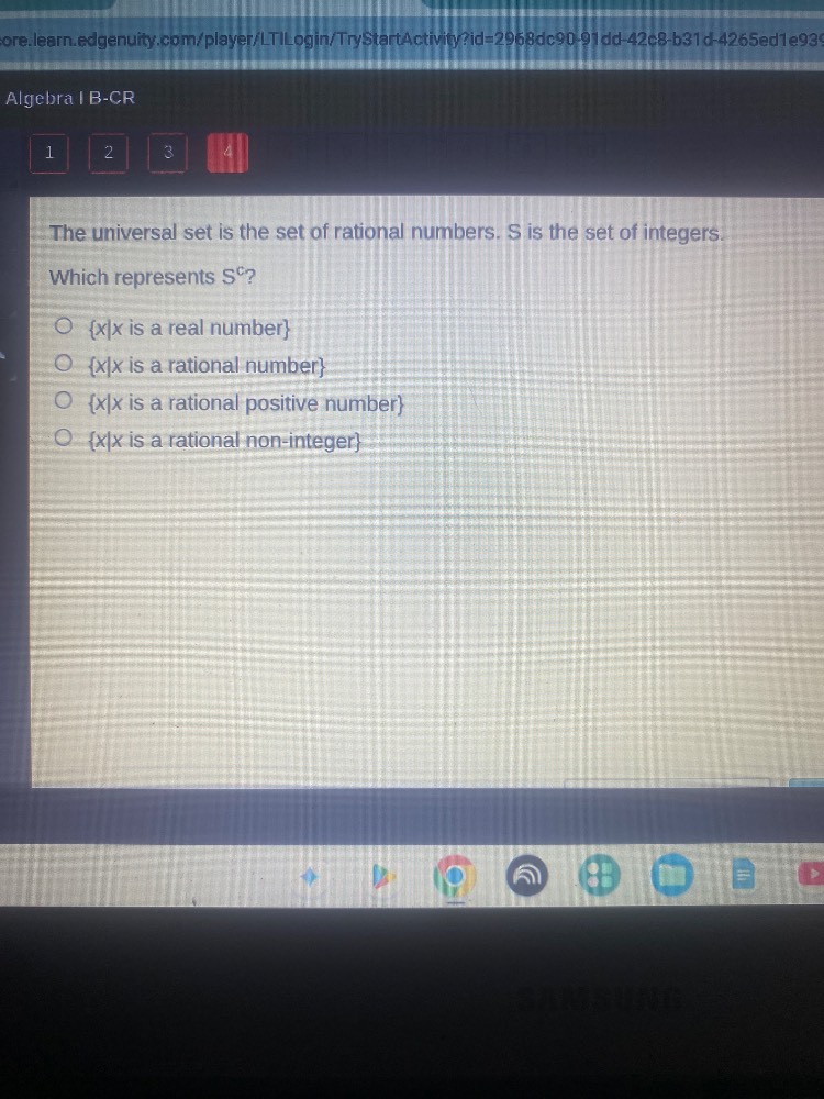 algebra i b-cr 1 2 3 4 the universal set is the set of rational numbers…
