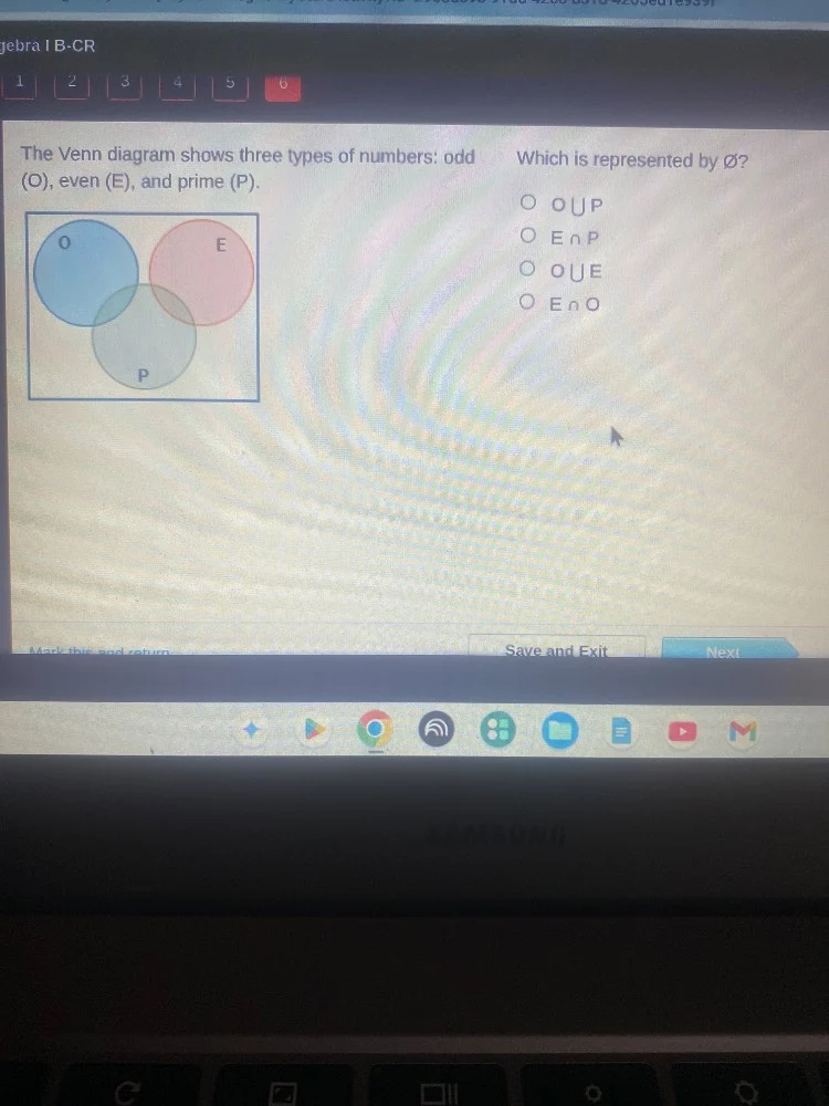 gebra i b-cr the venn diagram shows three types of numbers: odd (o), ev…
