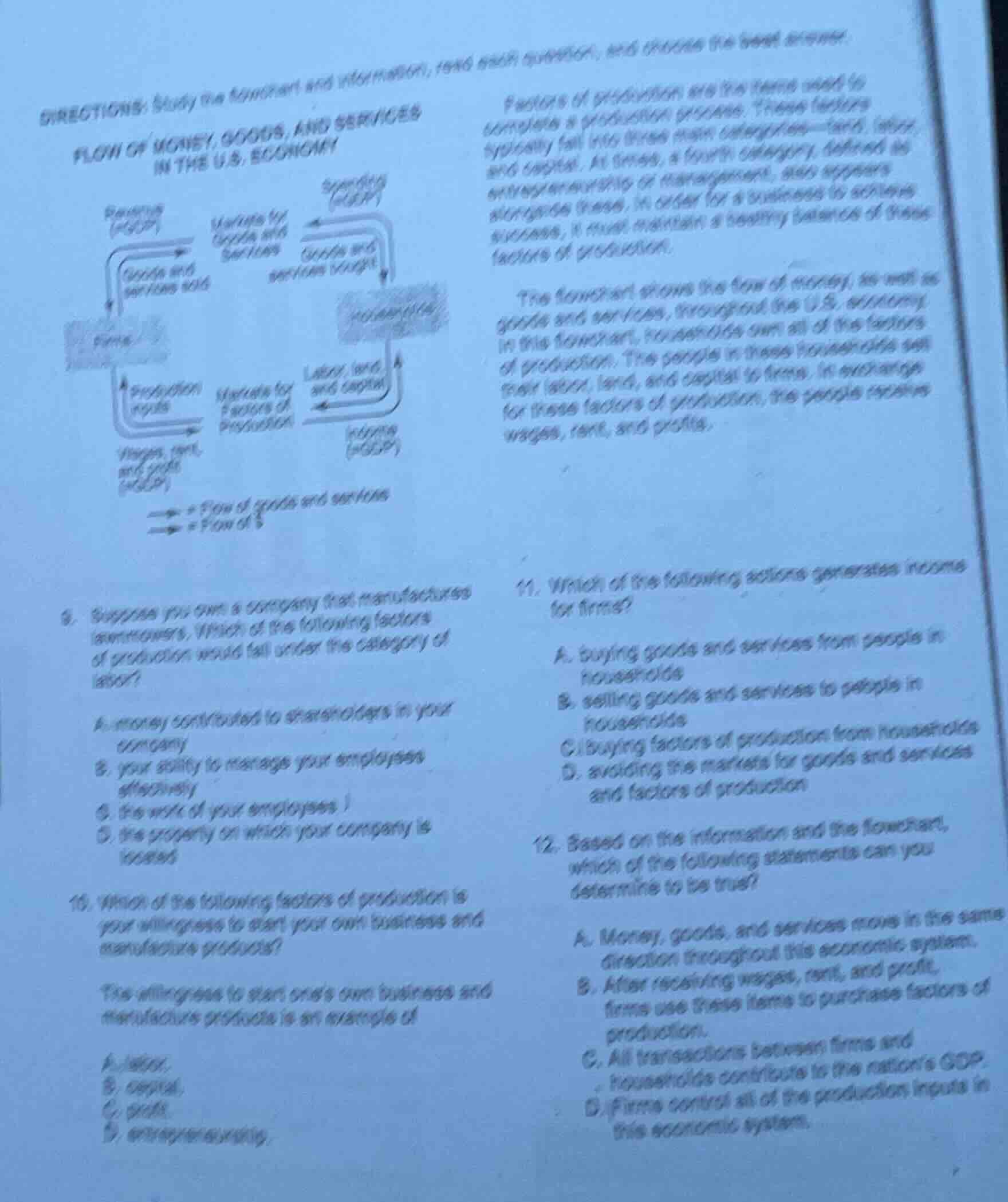 directions: study the flowchart and information, read each question, an…