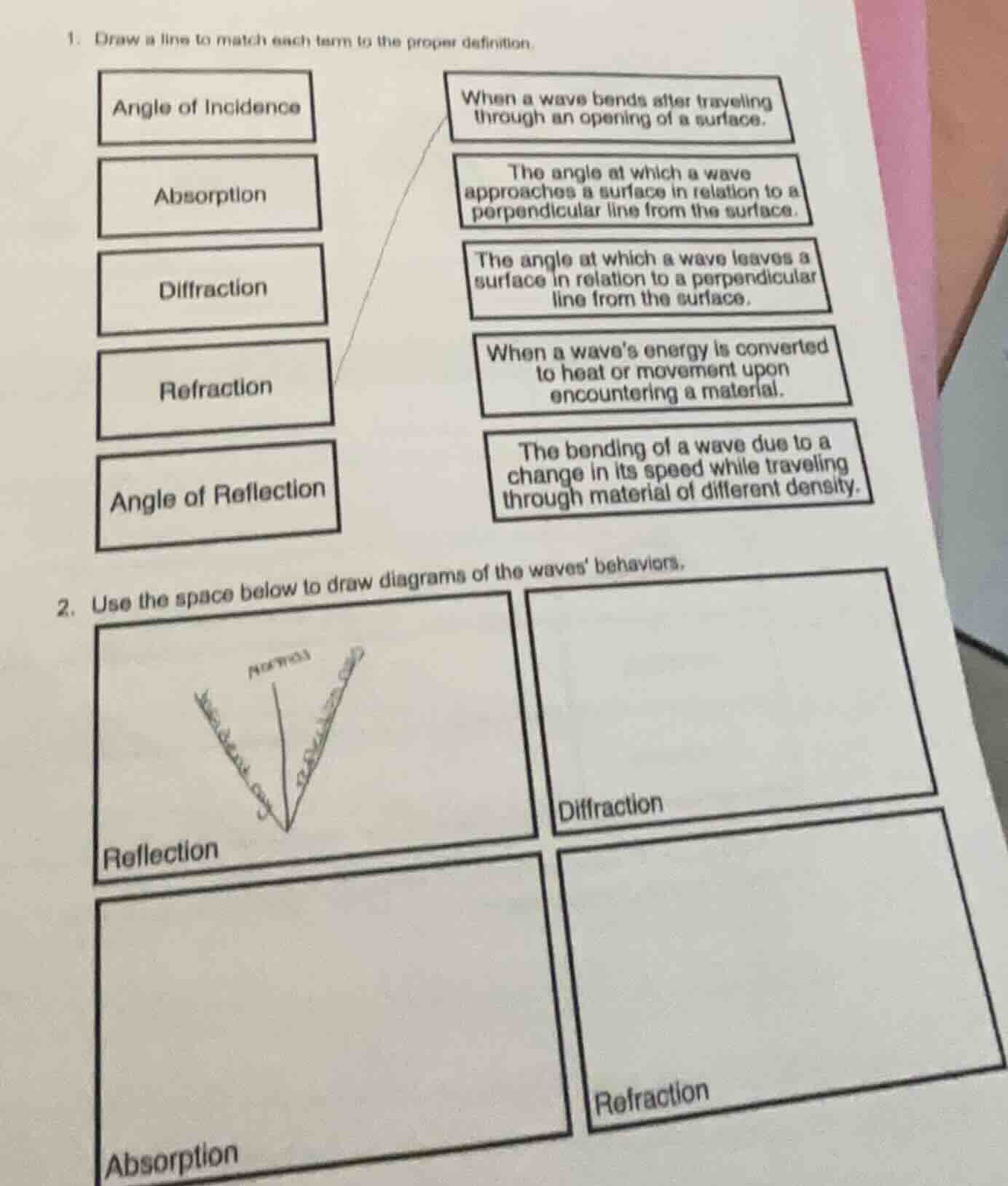 1. draw a line to match each term to the proper definition. angle of in…