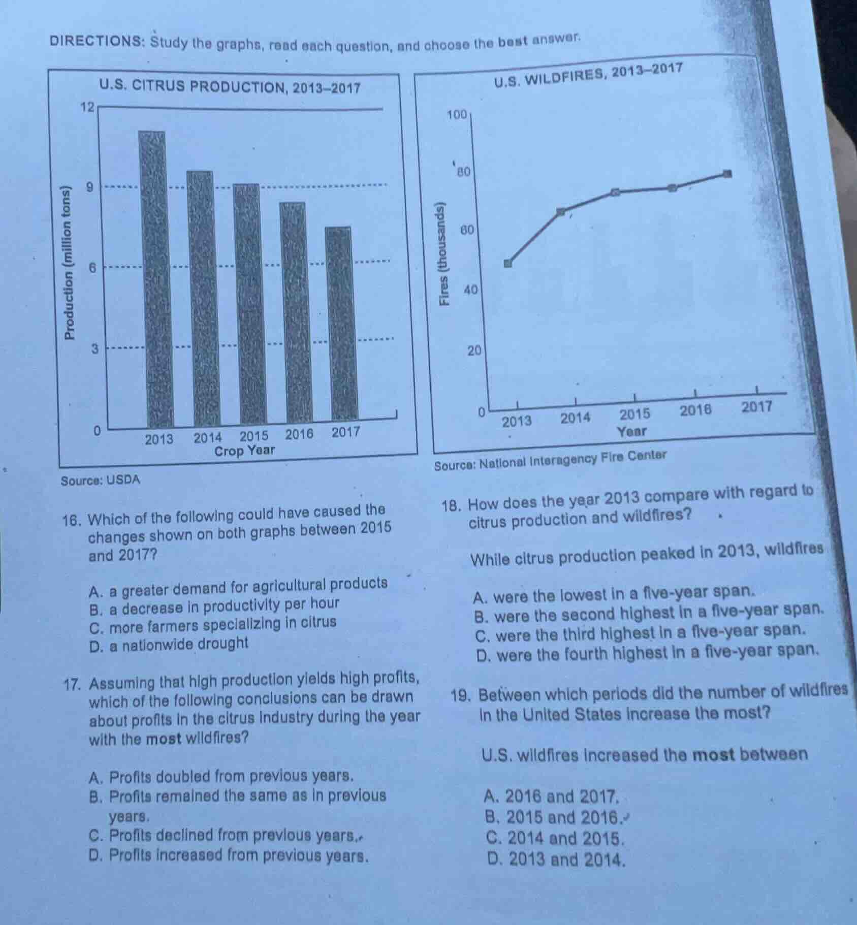 directions: study the graphs, read each question, and choose the best a…