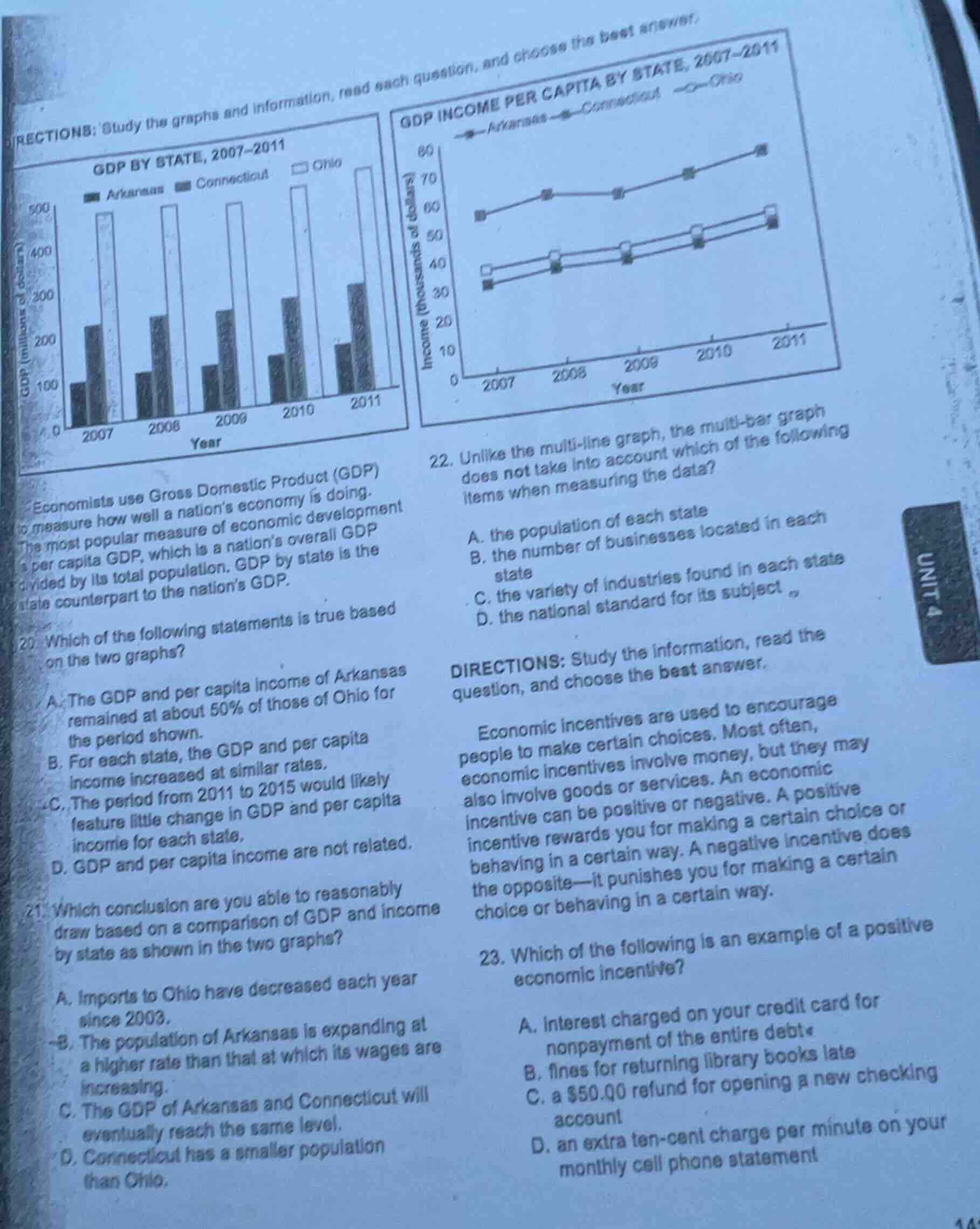 directions: study the graphs and information, read each question, and c…