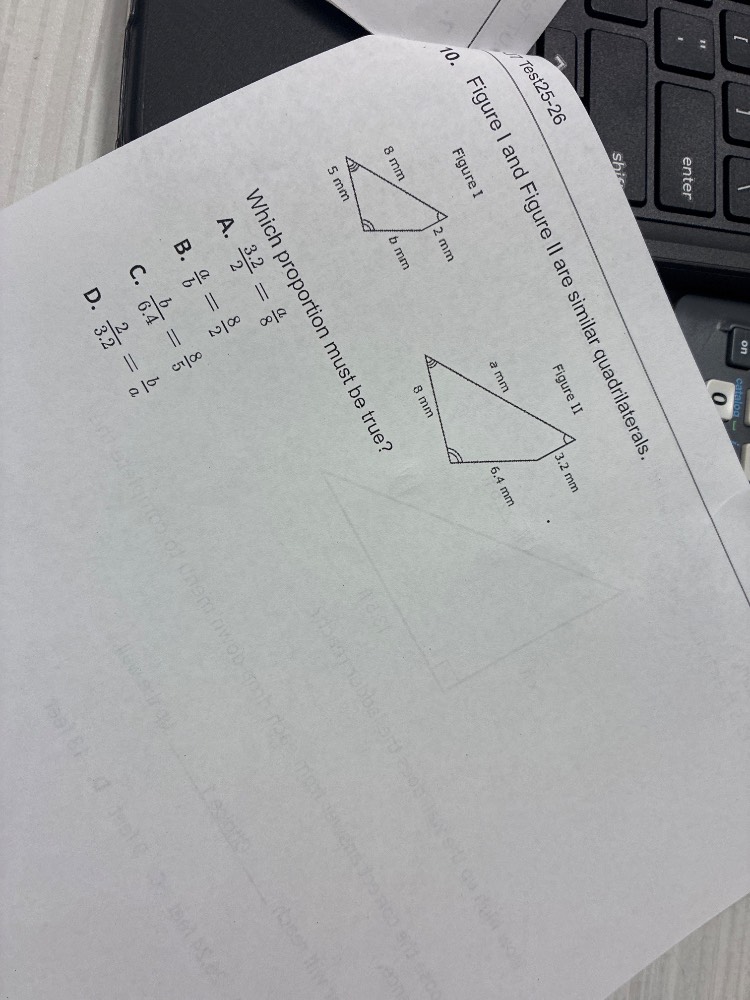 10. figure i and figure ii are similar quadrilaterals. which proportion…