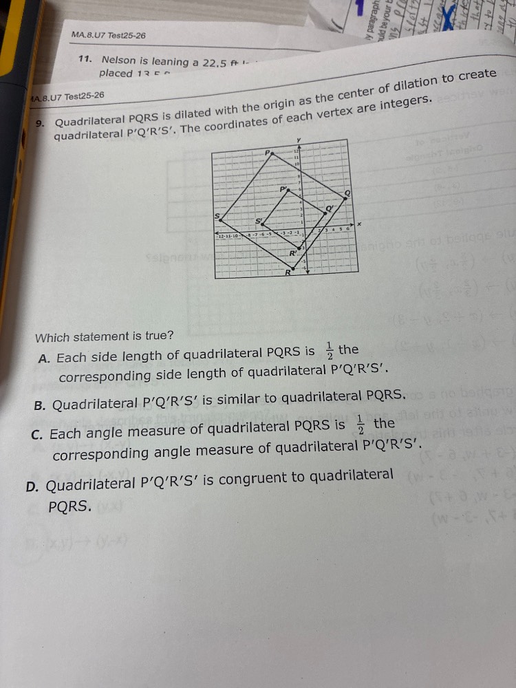 ma.8.u7 test25-26 11. nelson is leaning a 22.5 ft placed 13 f a.8.u7 te…
