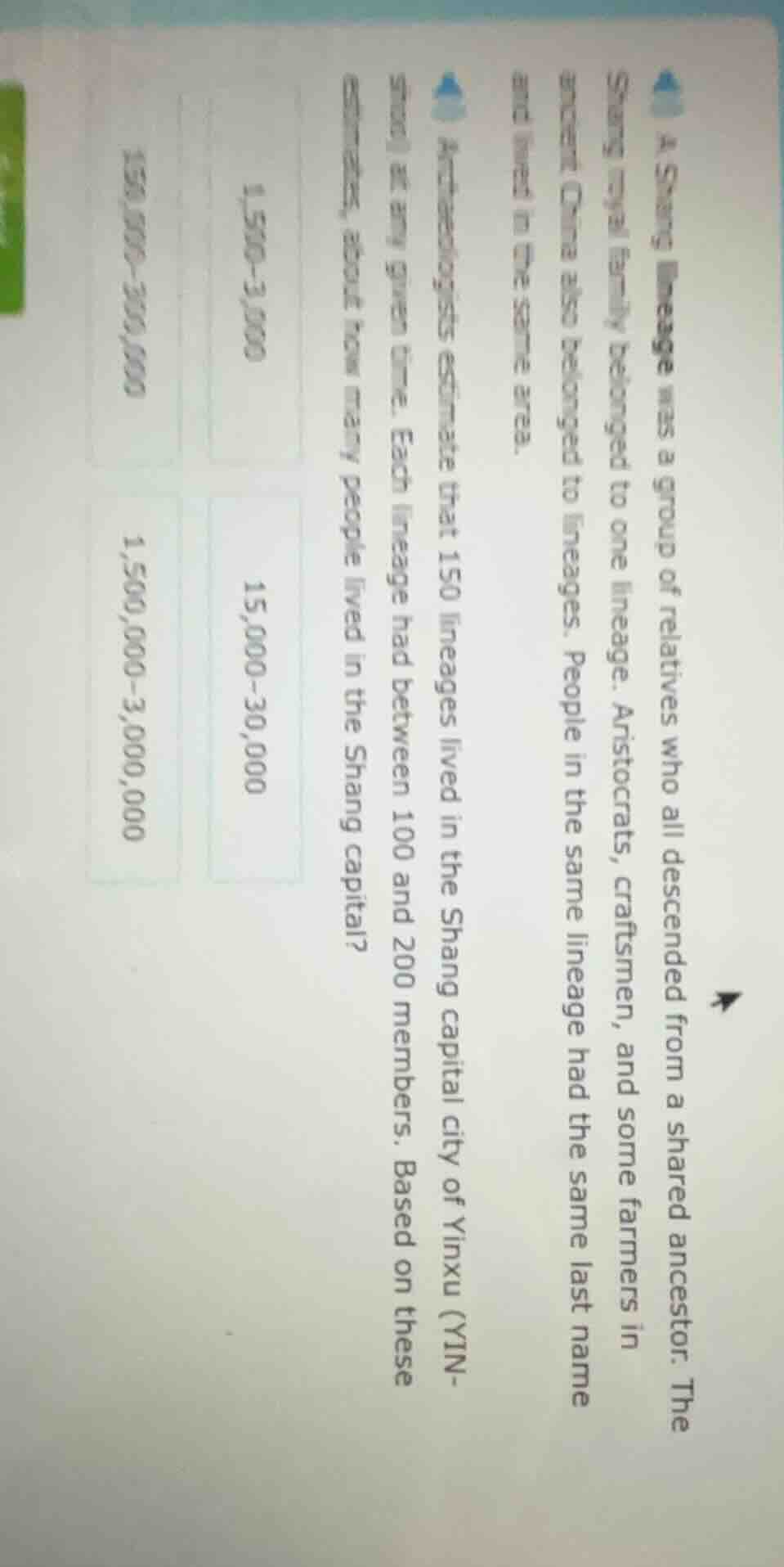 a. shang lineage was a group of relatives who all descended from a shar…