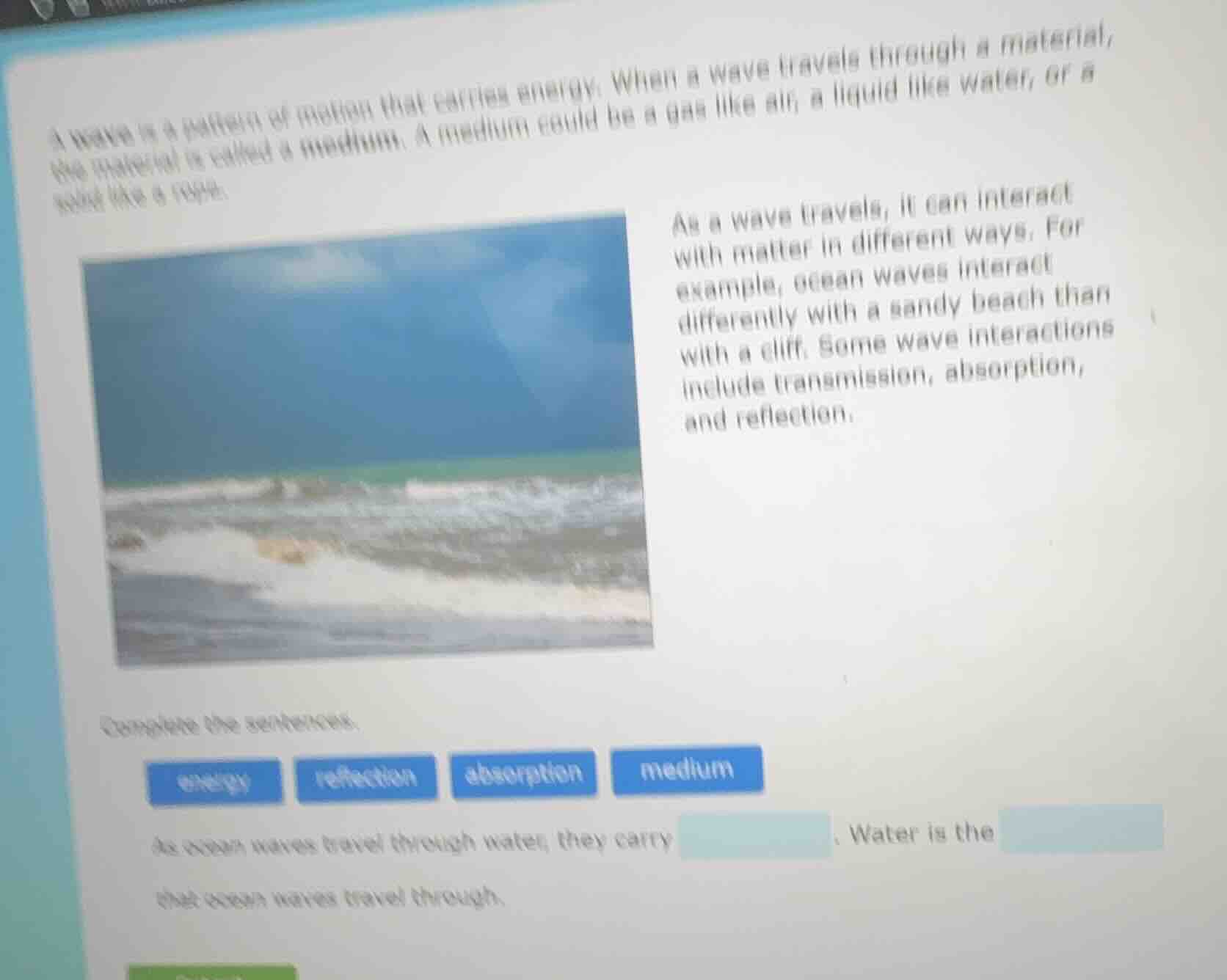 a wave is a pattern of motion that carries energy. when a wave travels …