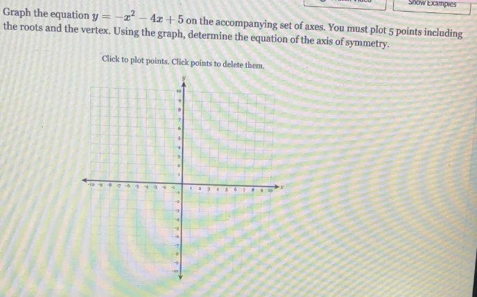 graph the equation $y = -x^2 - 4x + 5$ on the accompanying set of axes.…