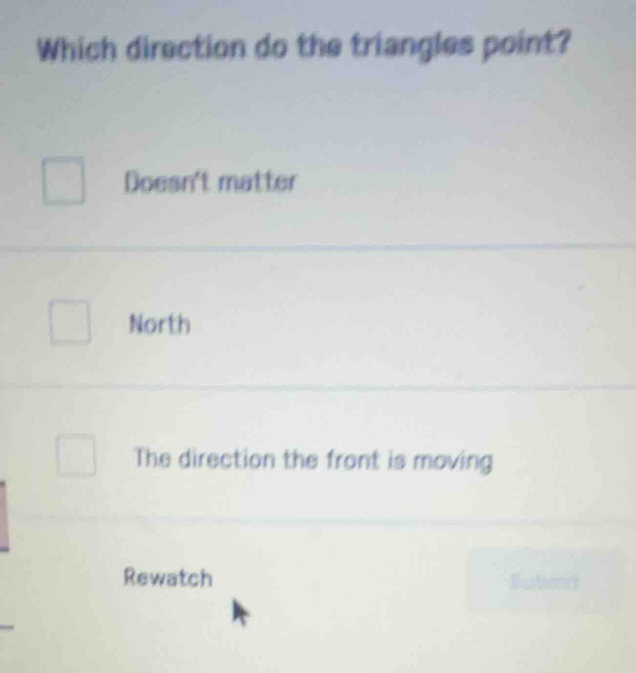 which direction do the triangles point? doesnt matter north the directi…