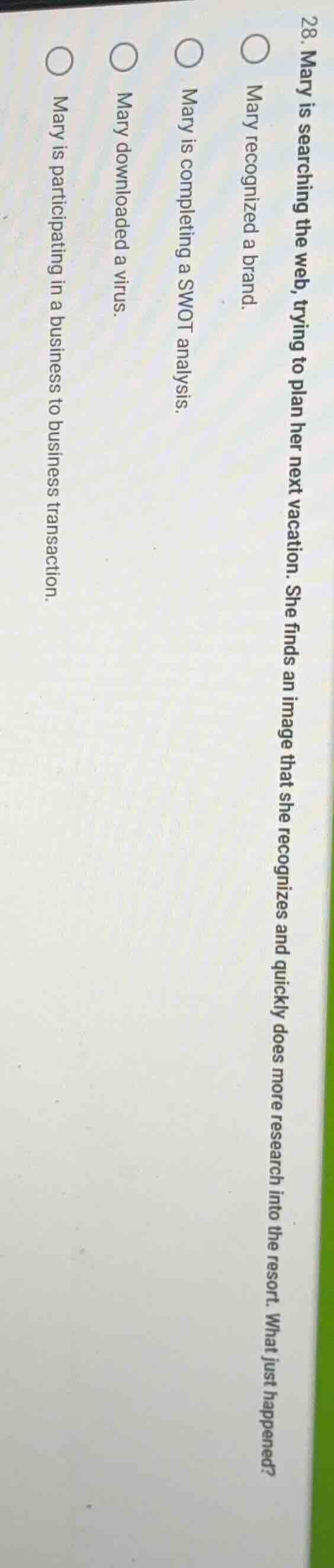 28. mary is searching the web, trying to plan her next vacation. she fi…