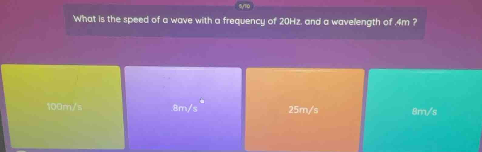 what is the speed of a wave with a frequency of 20hz. and a wavelength …