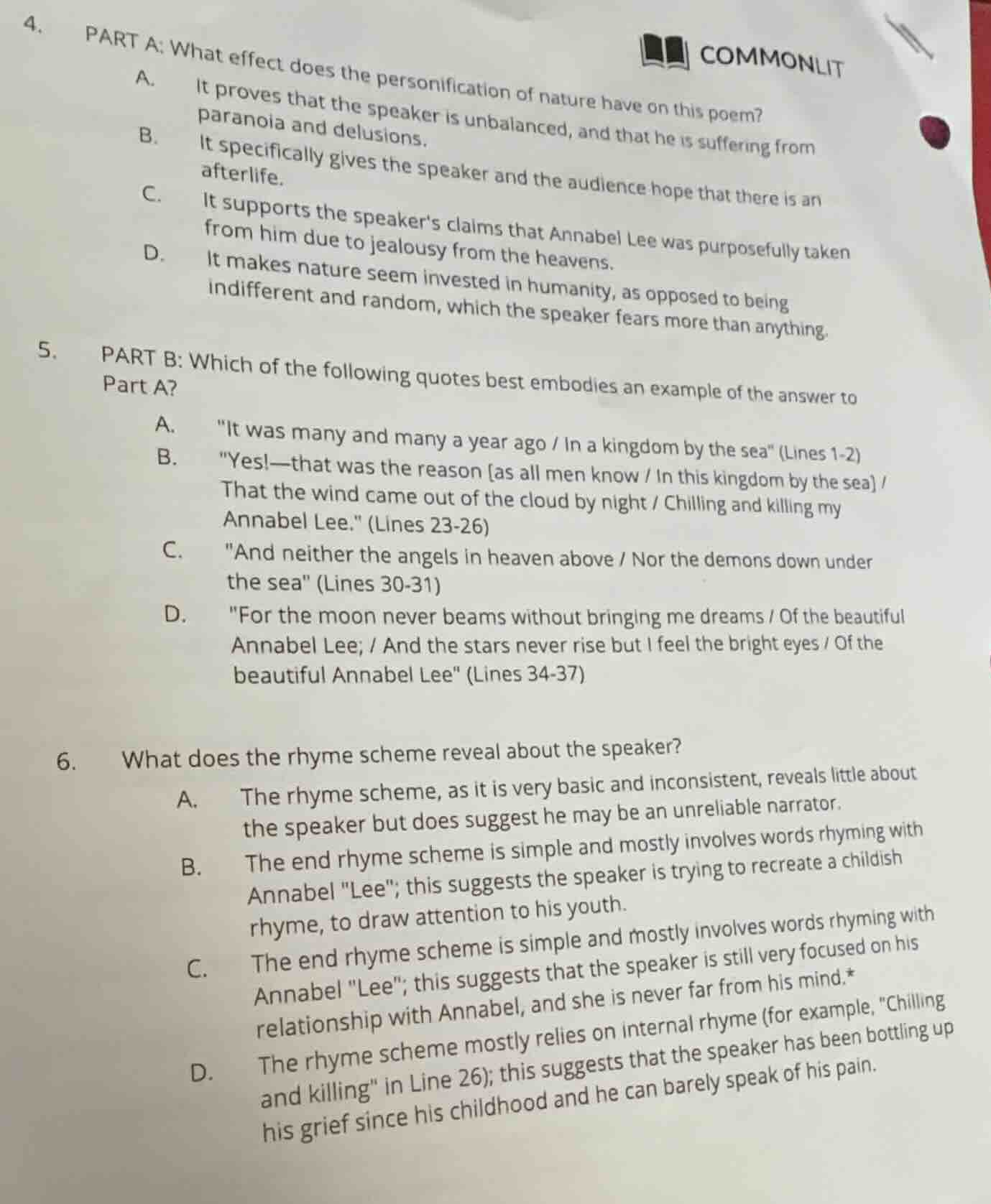 4. part a: what effect does the personification of nature have on this …